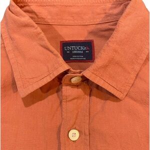 UNTUCKit Men's Pavao Shirt Medium Light Red Casual Short Sleeve Reg Fit Cotton